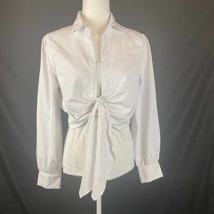 TRUTH NYC Long Sleeve White Tie Front Blouse, Size L.